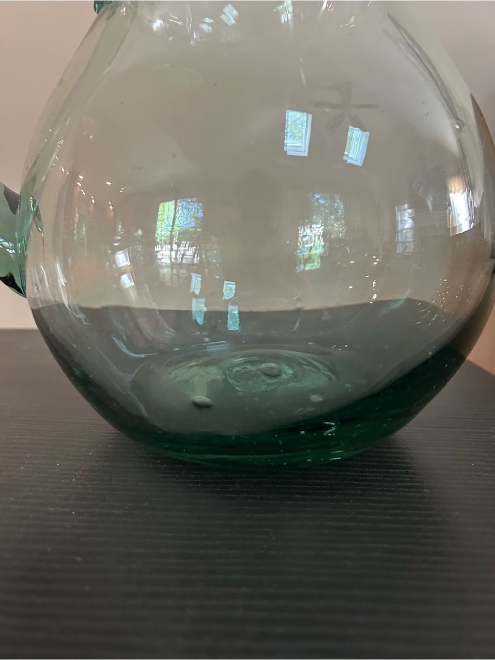 Crate & Barrel Clear Bubble Art Glass Pitcher Jug 9” - Picture 3 of 5